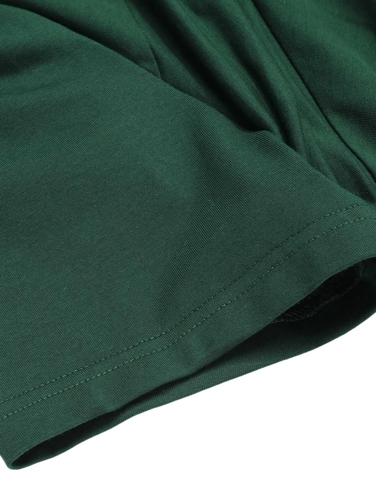New Retro Stage 1940s Solid Wrap Dress Dark Green