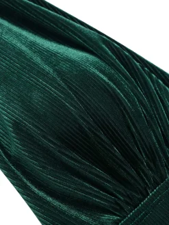 Best Retro Stage Dark Green 1970s Velvet Deep V-Neck Swimsuit