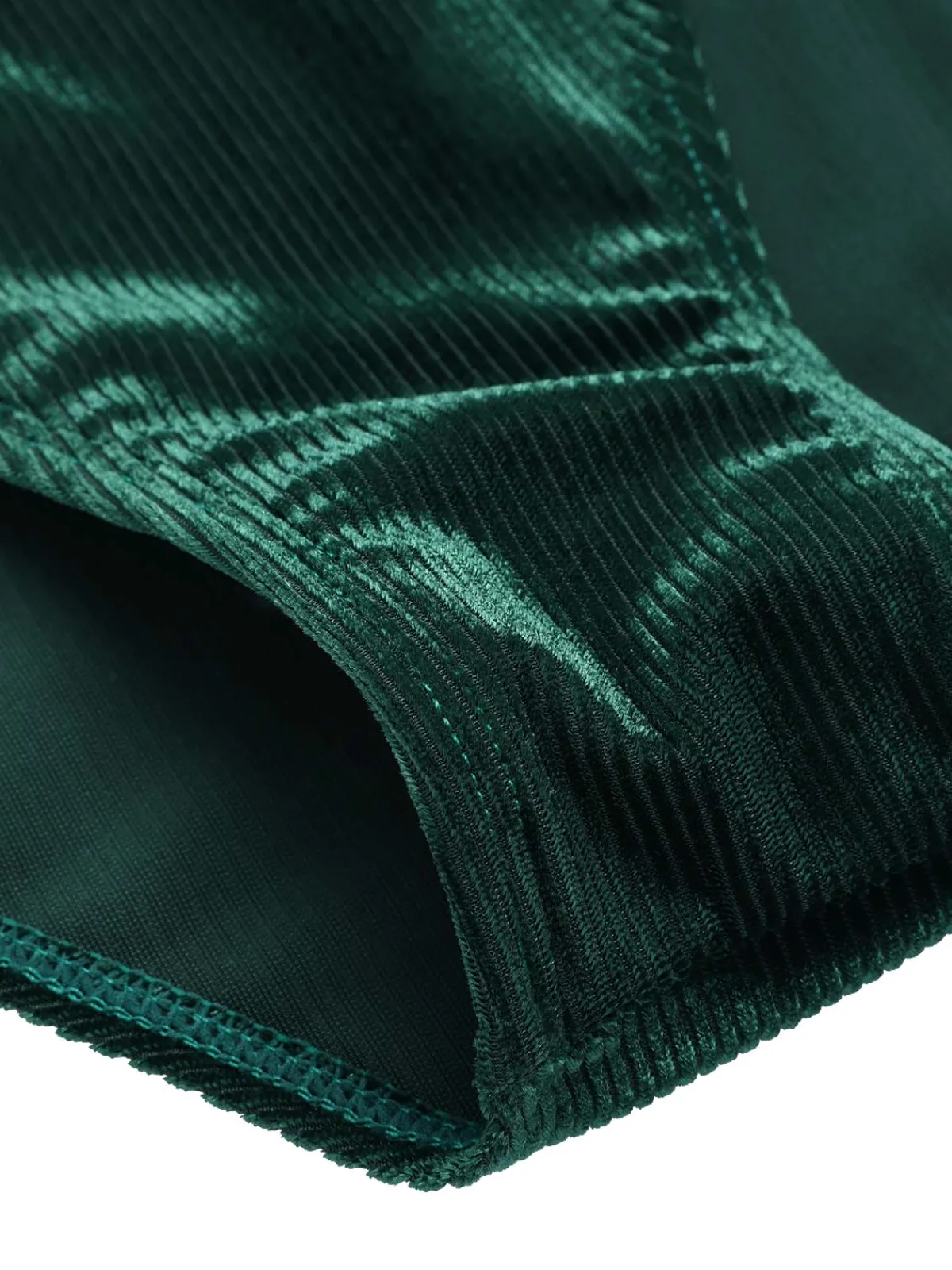Best Retro Stage Dark Green 1970s Velvet Deep V-Neck Swimsuit