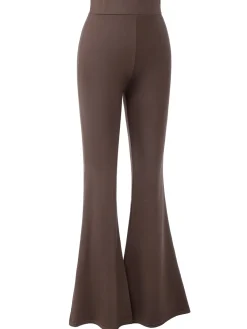 Hot Retro Stage Dark 1950s Solid Flared Pants Khaki