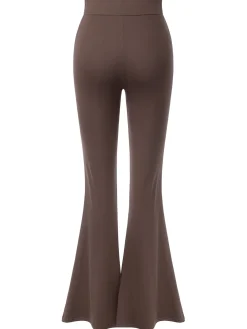 Hot Retro Stage Dark 1950s Solid Flared Pants Khaki