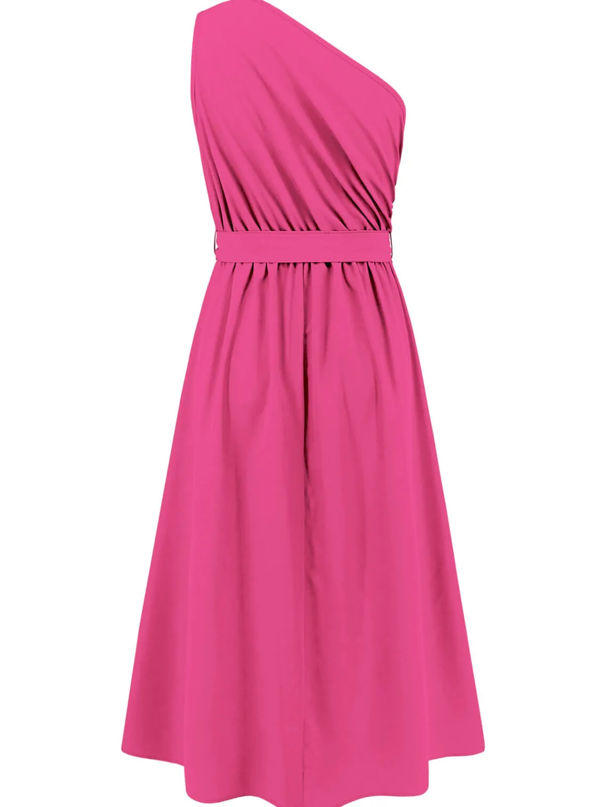 Hot Retro Stage 1940s Solid One Shoulder Dress Dark Pink