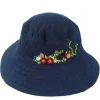 New Retro Stage Deep Blue Indigo Dyed Handmade Embroidered Floral Hat