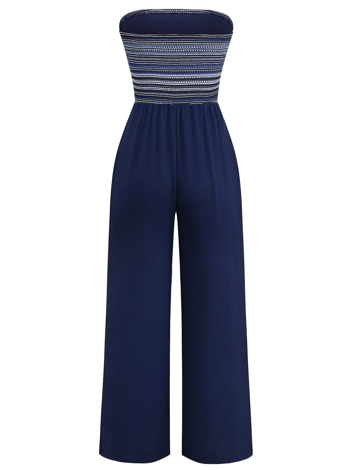 New Retro Stage 1950s Stripes Bandeau Jumpsuit Deep Blue