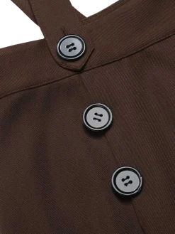Hot Retro Stage 1940s Buttons Overalls Shorts Deep Brown