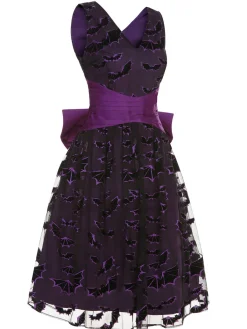 Hot Retro Stage 1950s Halloween Bat Bow Dress Deep Purple