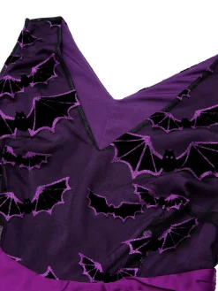 Hot Retro Stage 1950s Halloween Bat Bow Dress Deep Purple