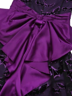 Hot Retro Stage 1950s Halloween Bat Bow Dress Deep Purple