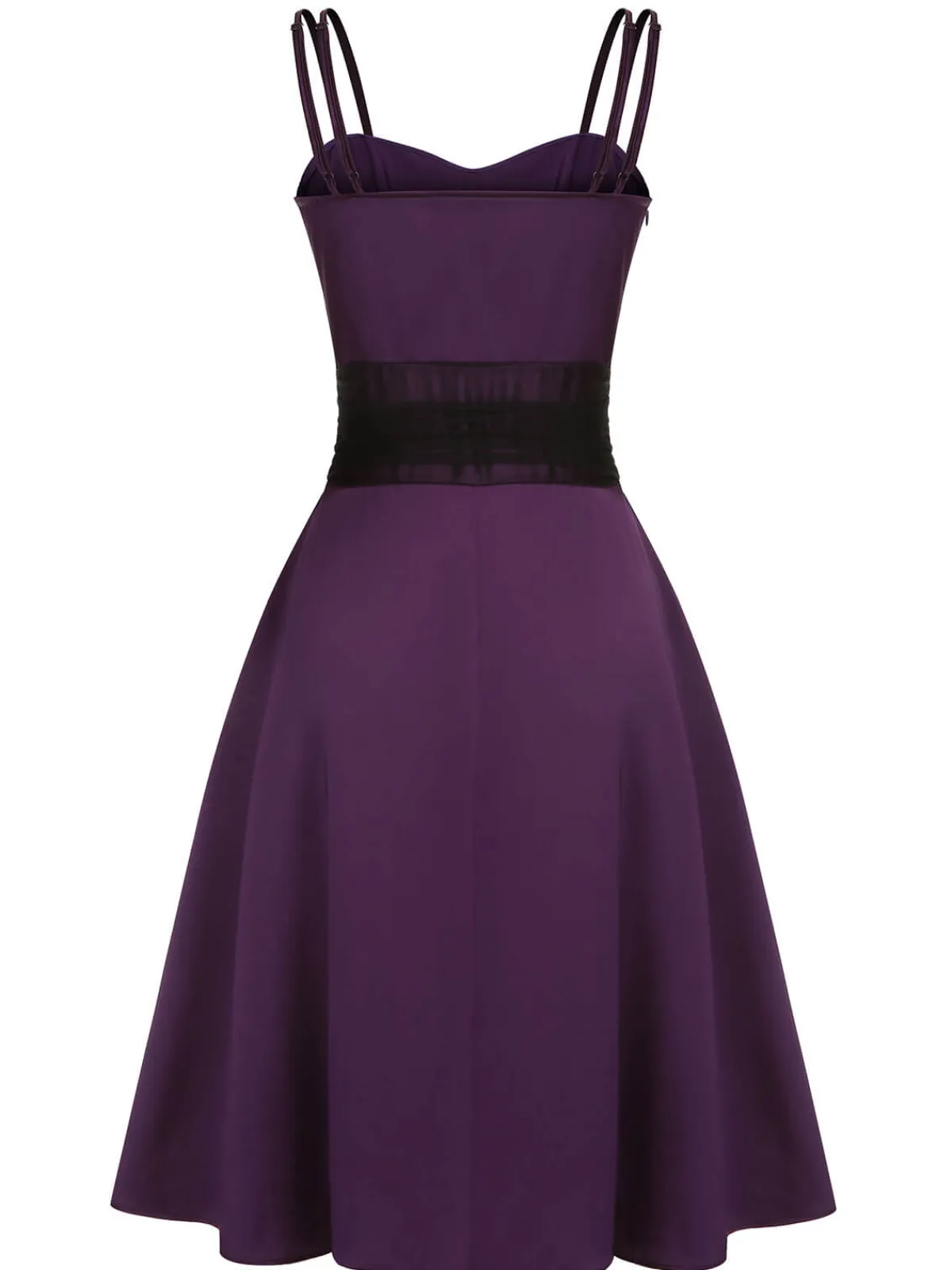 Clearance Retro Stage 1950s Halloween Solid Strap Dress Deep Purple