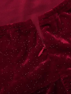Hot Retro Stage 1930s Glitter Cowl Neck Mermaid Dress Deep Red