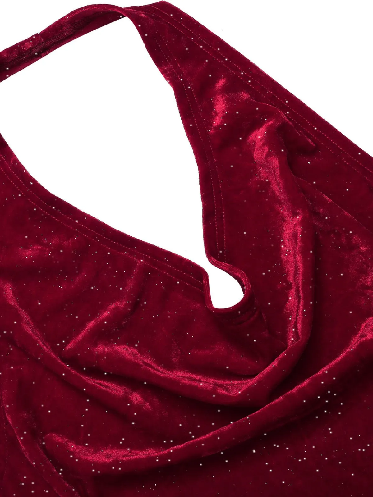 Hot Retro Stage 1930s Glitter Cowl Neck Mermaid Dress Deep Red