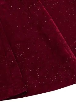 Hot Retro Stage 1930s Glitter Cowl Neck Mermaid Dress Deep Red