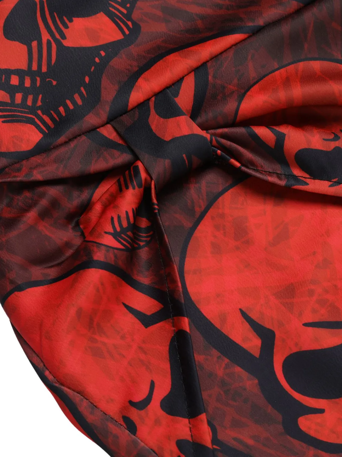 New Retro Stage 1960s Halloween Skull Halter Dress Deep Red