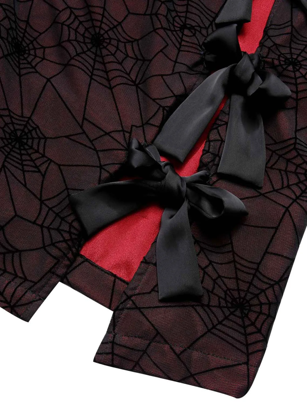 New Retro Stage 1960s Halloween Spider Web Dress Deep Red
