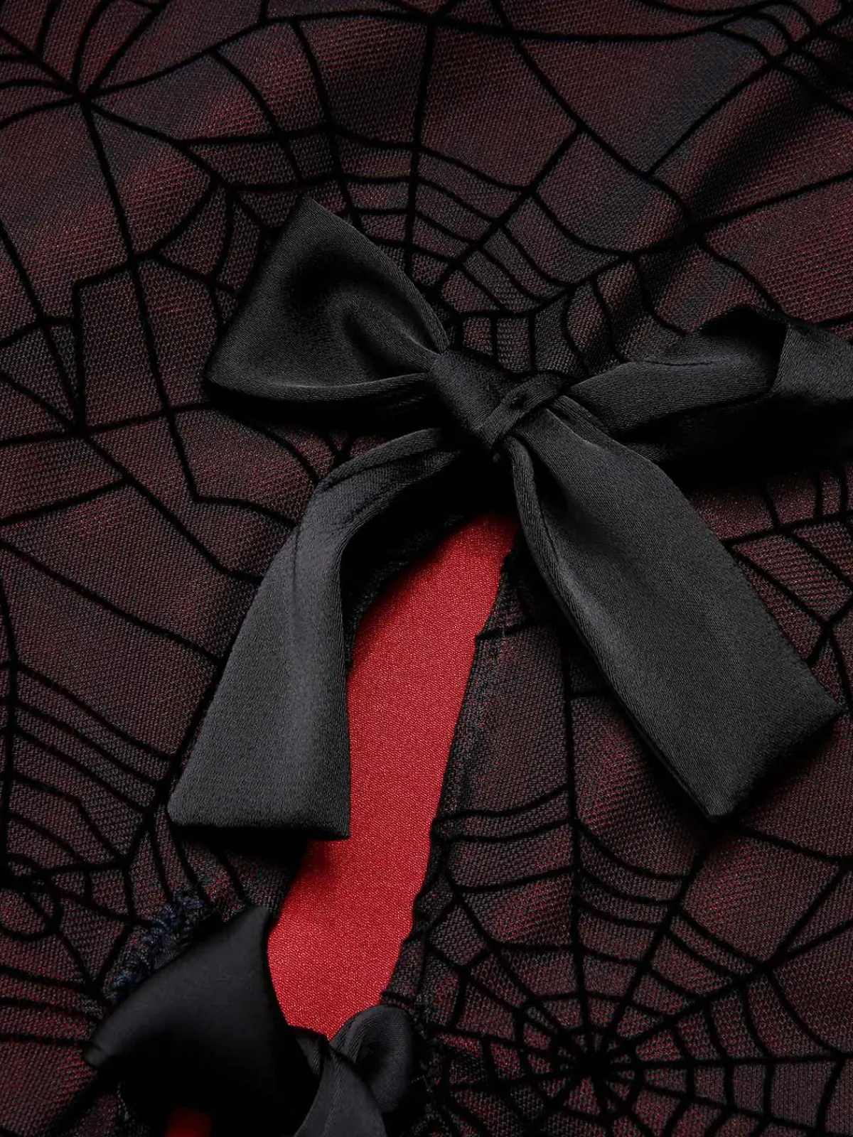 New Retro Stage 1960s Halloween Spider Web Dress Deep Red