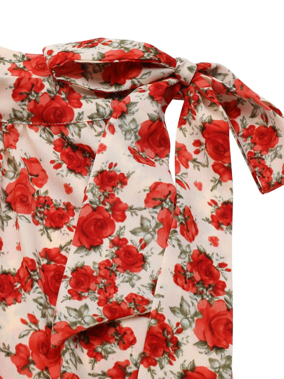 Best Retro Stage 1950s Rose Lace Up Patchwork Romper Deep Red