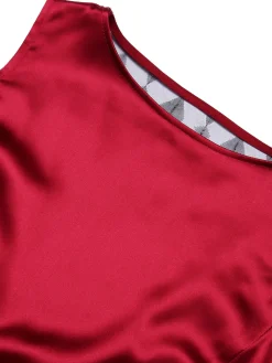 Hot Retro Stage 1930s Solid Bow Decor Fishtail Dress Deep Red
