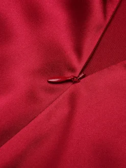 Hot Retro Stage 1930s Solid Bow Decor Fishtail Dress Deep Red