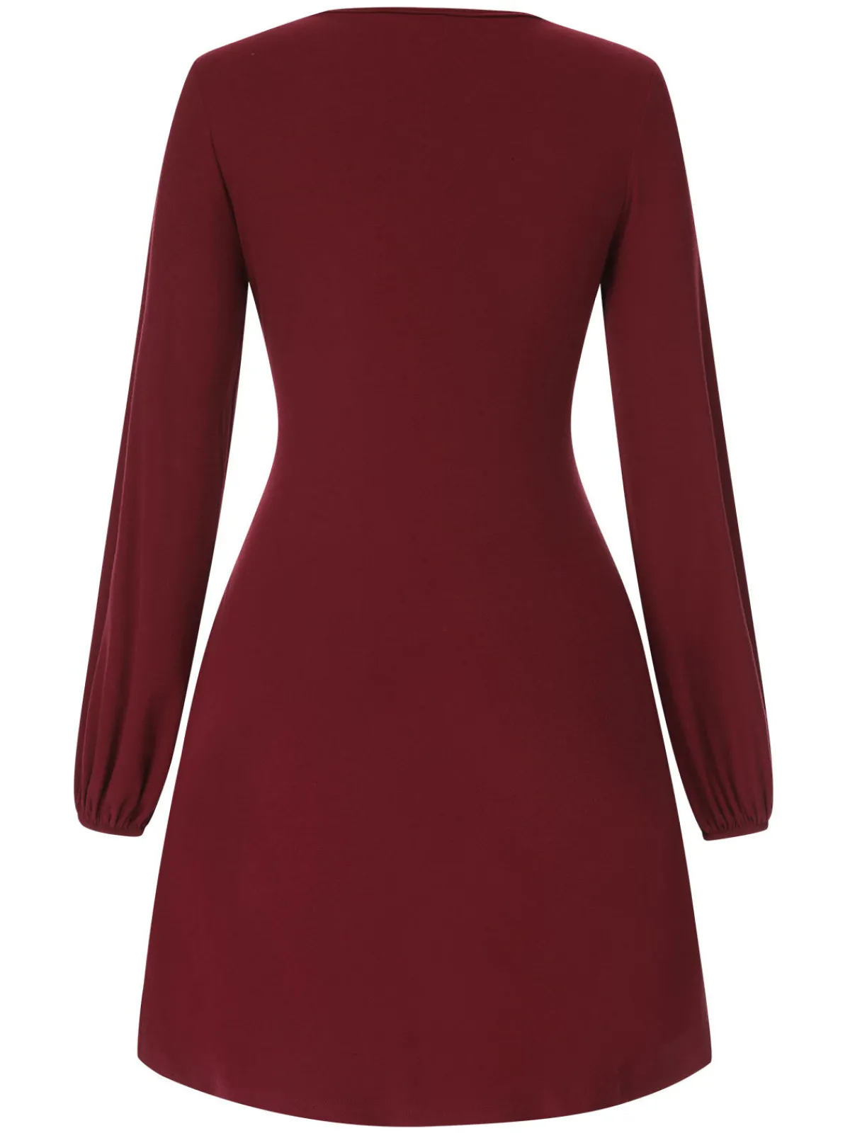 Discount Retro Stage 1960s Solid Tie Waist Dress Deep Red