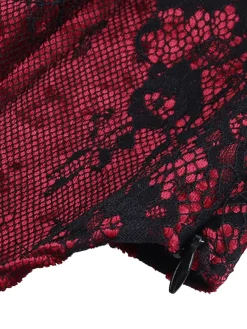 New Retro Stage 1970s Steampunk Lace Off-Shoulder Top Deep Red