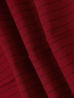 Hot Retro Stage 1950s Stripes Wide Leg Belted Pants Deep Red