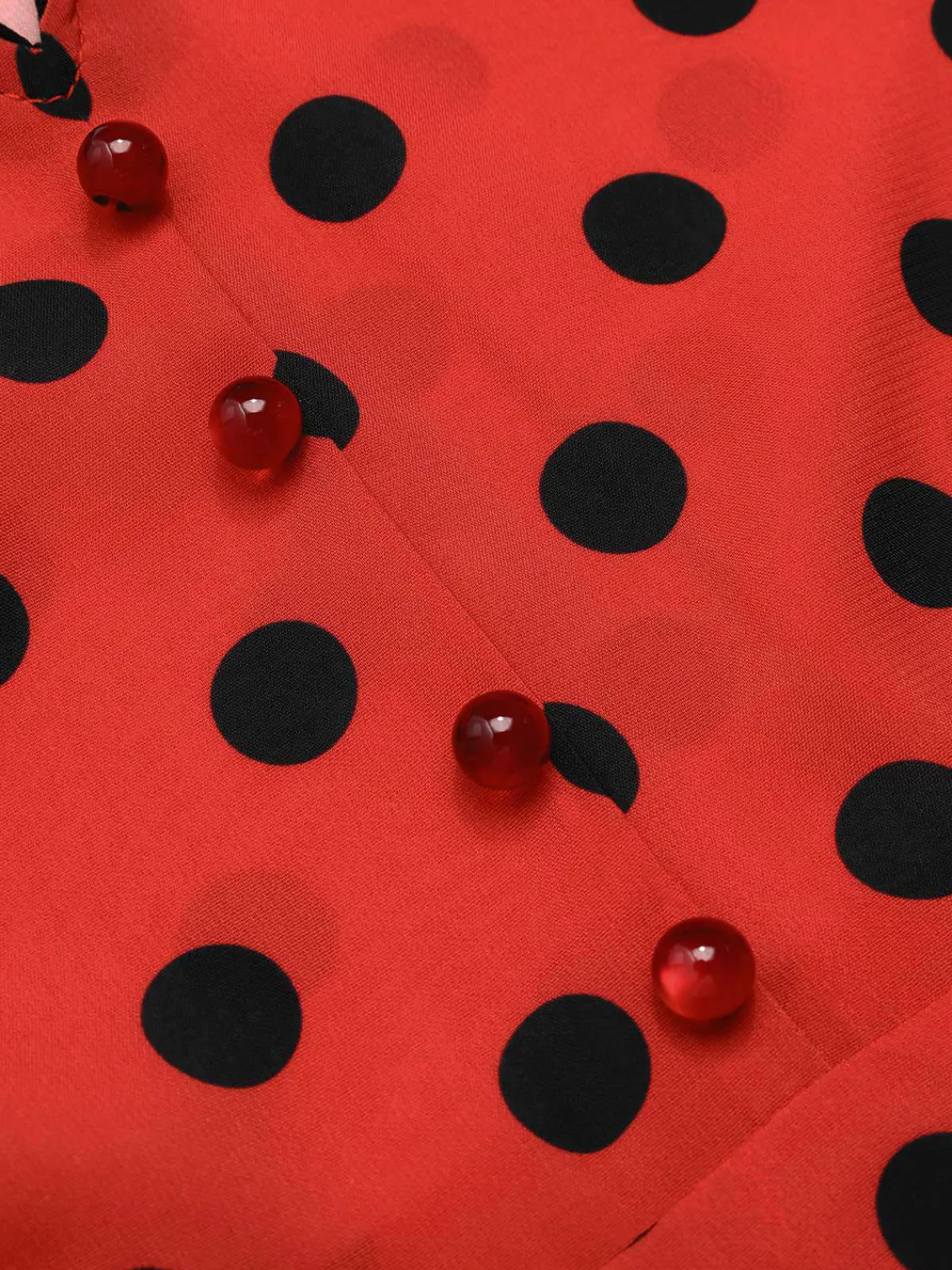 Discount Retro Stage 1950s V-Neck Polka Dots Lapel Dress Deep Red