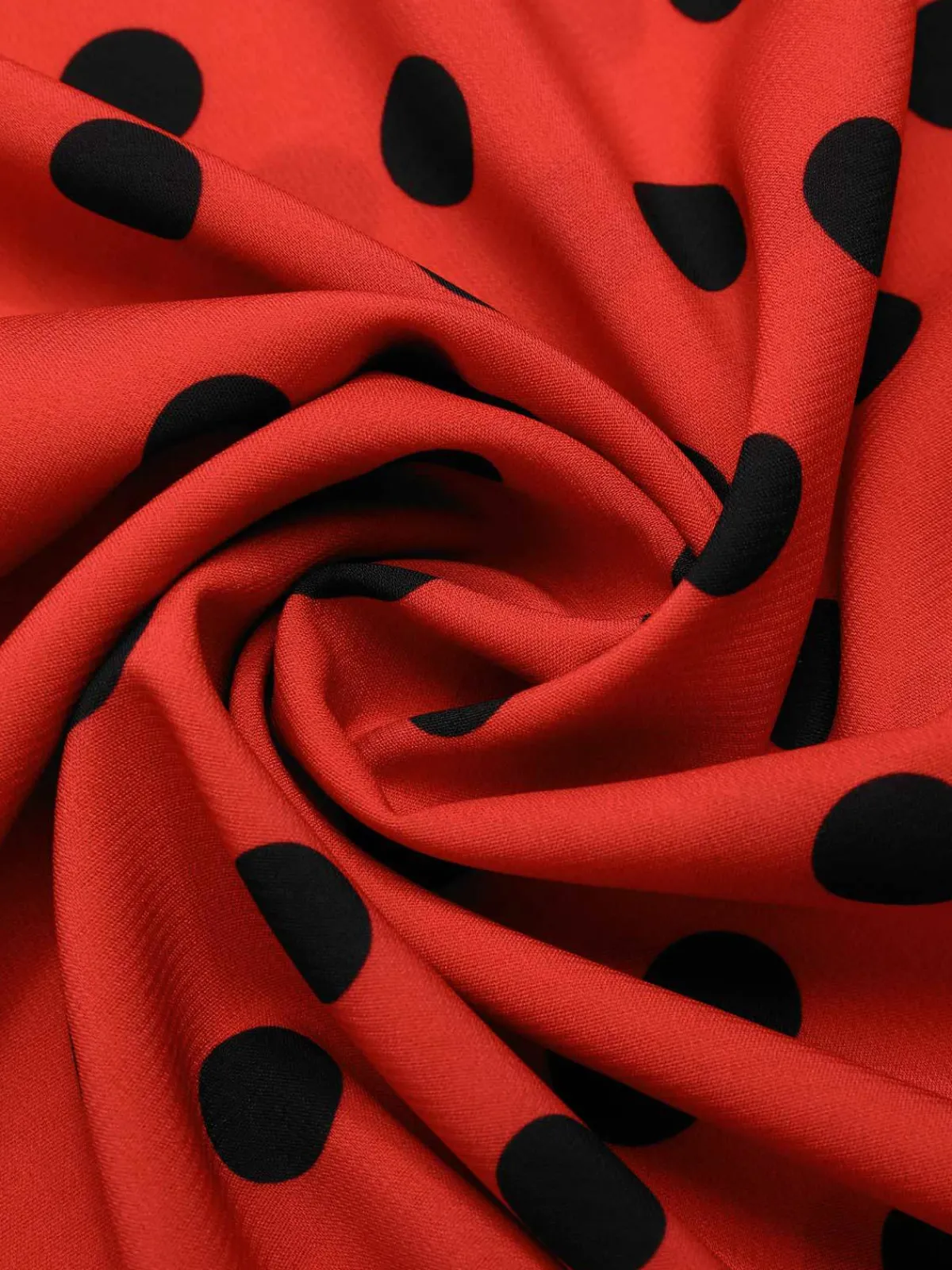 Discount Retro Stage 1950s V-Neck Polka Dots Lapel Dress Deep Red