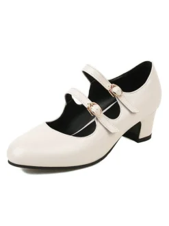 Hot Retro Stage Double Buckle Heels Mary Jane Shoes