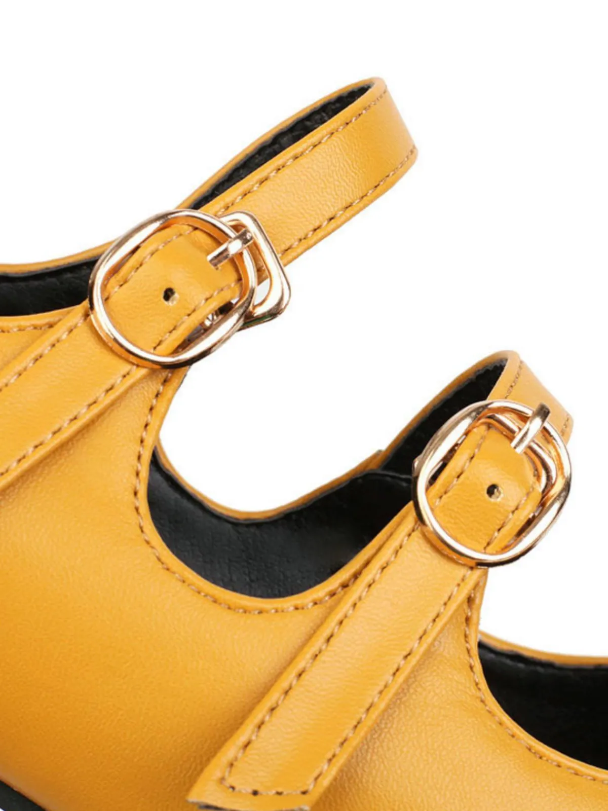Hot Retro Stage Double Buckle Heels Mary Jane Shoes