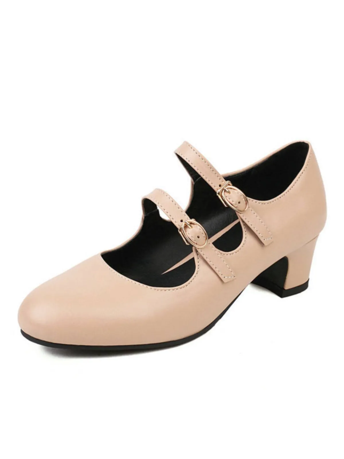 Hot Retro Stage Double Buckle Heels Mary Jane Shoes