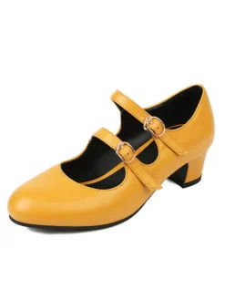 Hot Retro Stage Double Buckle Heels Mary Jane Shoes