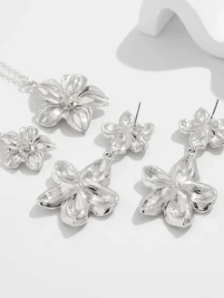 Online Retro Stage Floral Double Clavicle Necklace & Earrings Set