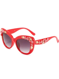 New Retro Stage Floral Plastic Gradient Sunglasses