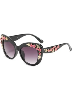 New Retro Stage Floral Plastic Gradient Sunglasses