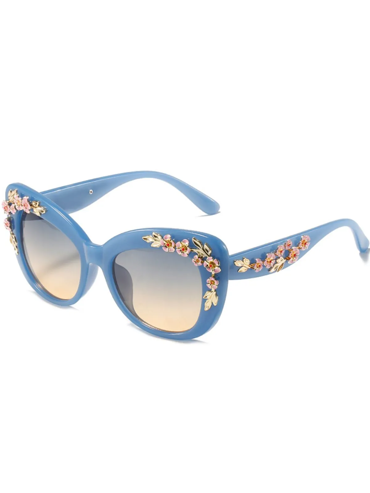 New Retro Stage Floral Plastic Gradient Sunglasses