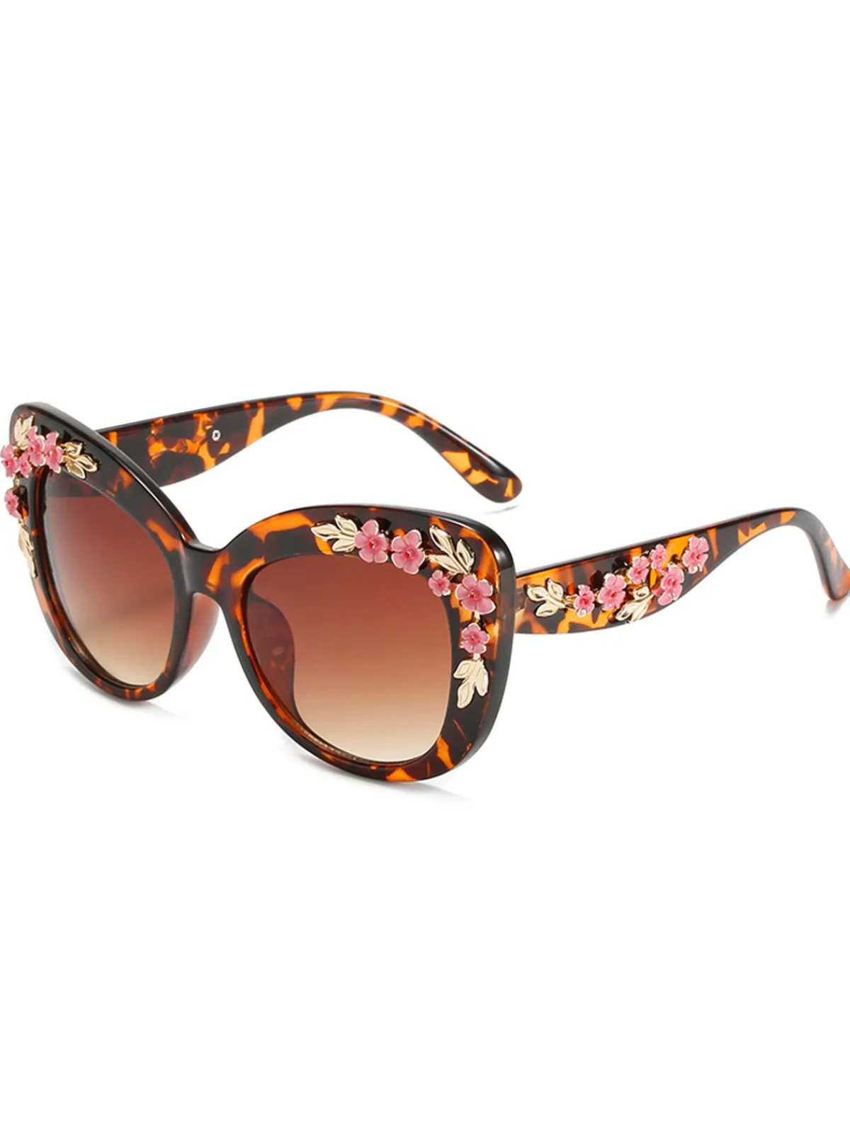 New Retro Stage Floral Plastic Gradient Sunglasses