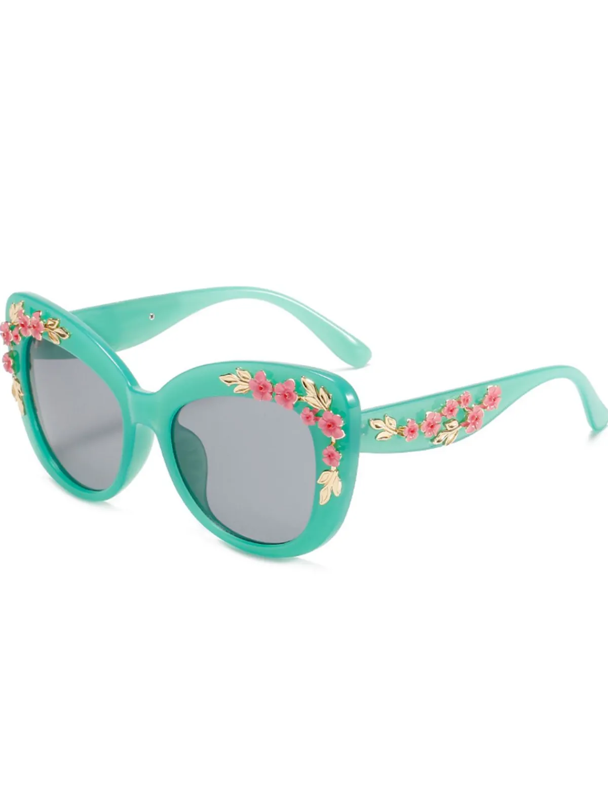 New Retro Stage Floral Plastic Gradient Sunglasses