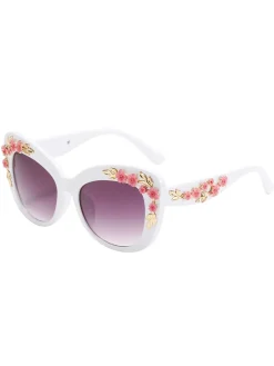 New Retro Stage Floral Plastic Gradient Sunglasses