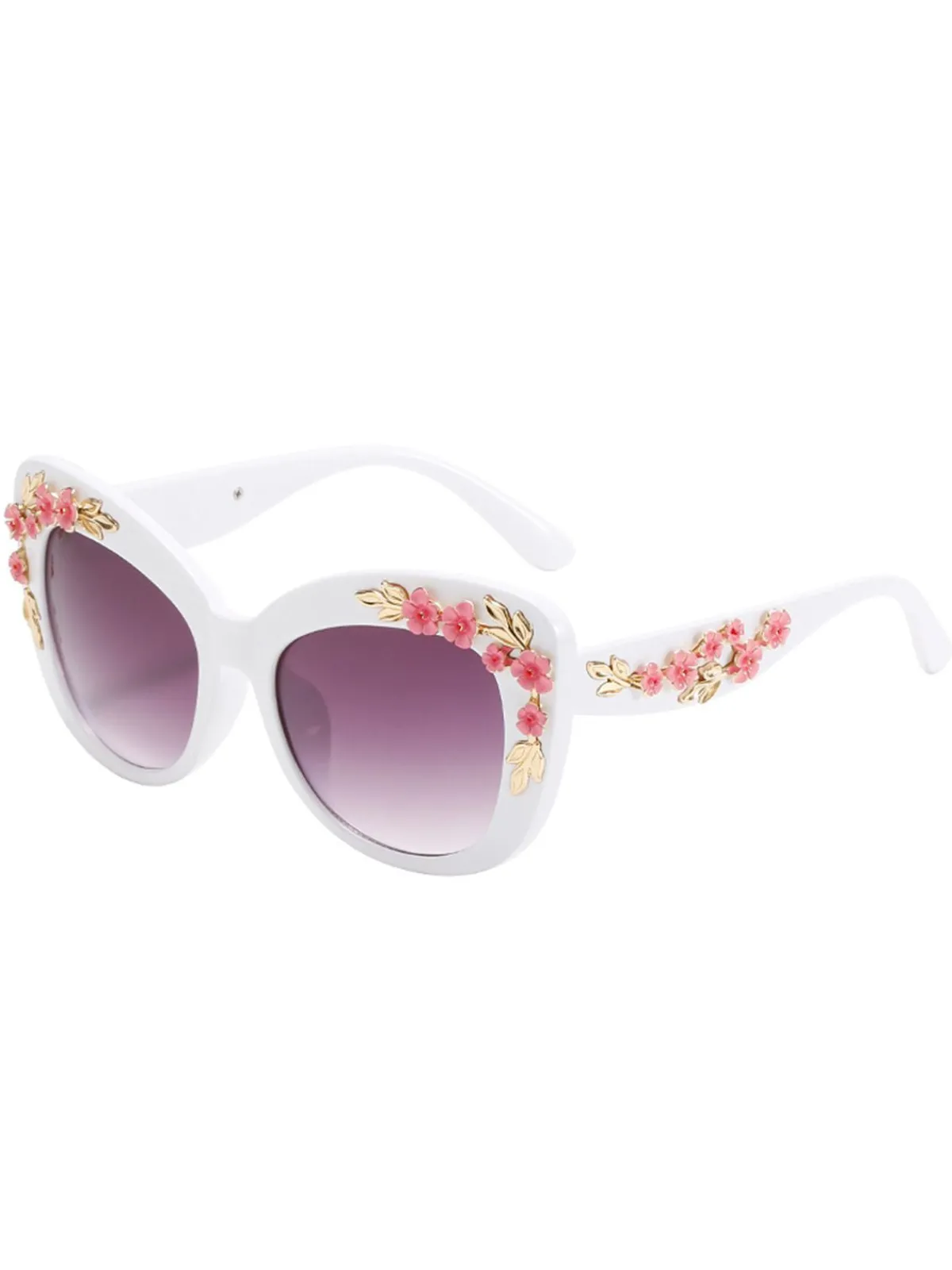 New Retro Stage Floral Plastic Gradient Sunglasses