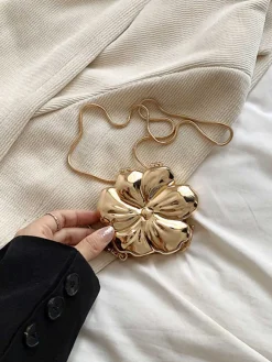 Sale Retro Stage Flower Shape Alloy Chain Mini Bag