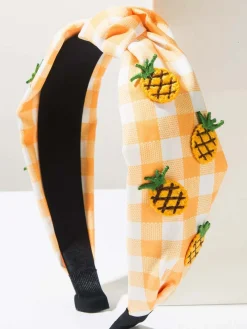 Sale Retro Stage Fruit Gingham Plaid Retro Bow Headband