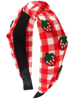 Sale Retro Stage Fruit Gingham Plaid Retro Bow Headband