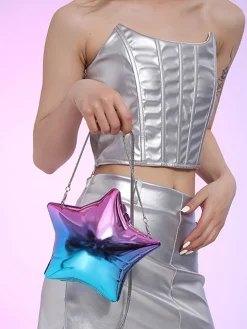 Outlet Retro Stage Funny Five Pointed Star Chain Crossbody Bag