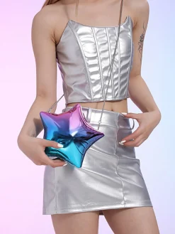 Outlet Retro Stage Funny Five Pointed Star Chain Crossbody Bag