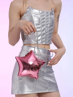 Hot Retro Stage Funny Five Pointed Star Chain Crossbody Bag