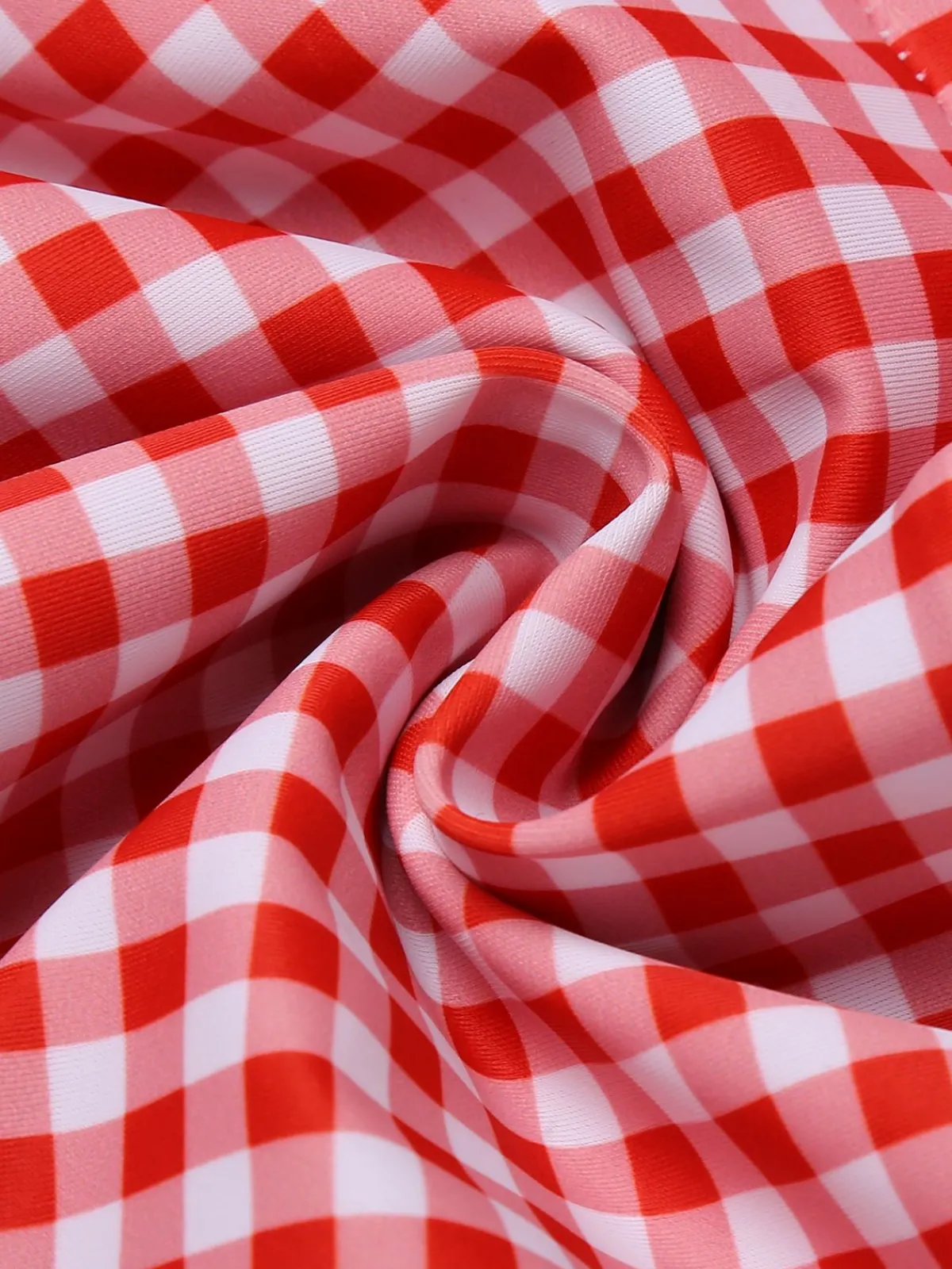 Sale Retro Stage Gingham 1950s Halter Bowknot One-piece Swimsuit