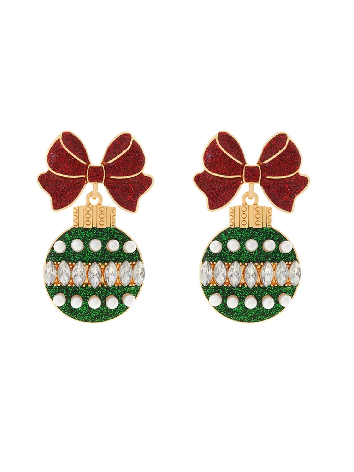 Hot Retro Stage Glitter Bow & Light Bulbs Rhinestone Earrings