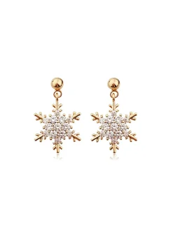 Clearance Retro Stage Gold Christmas Alloy Snowflake Earrings