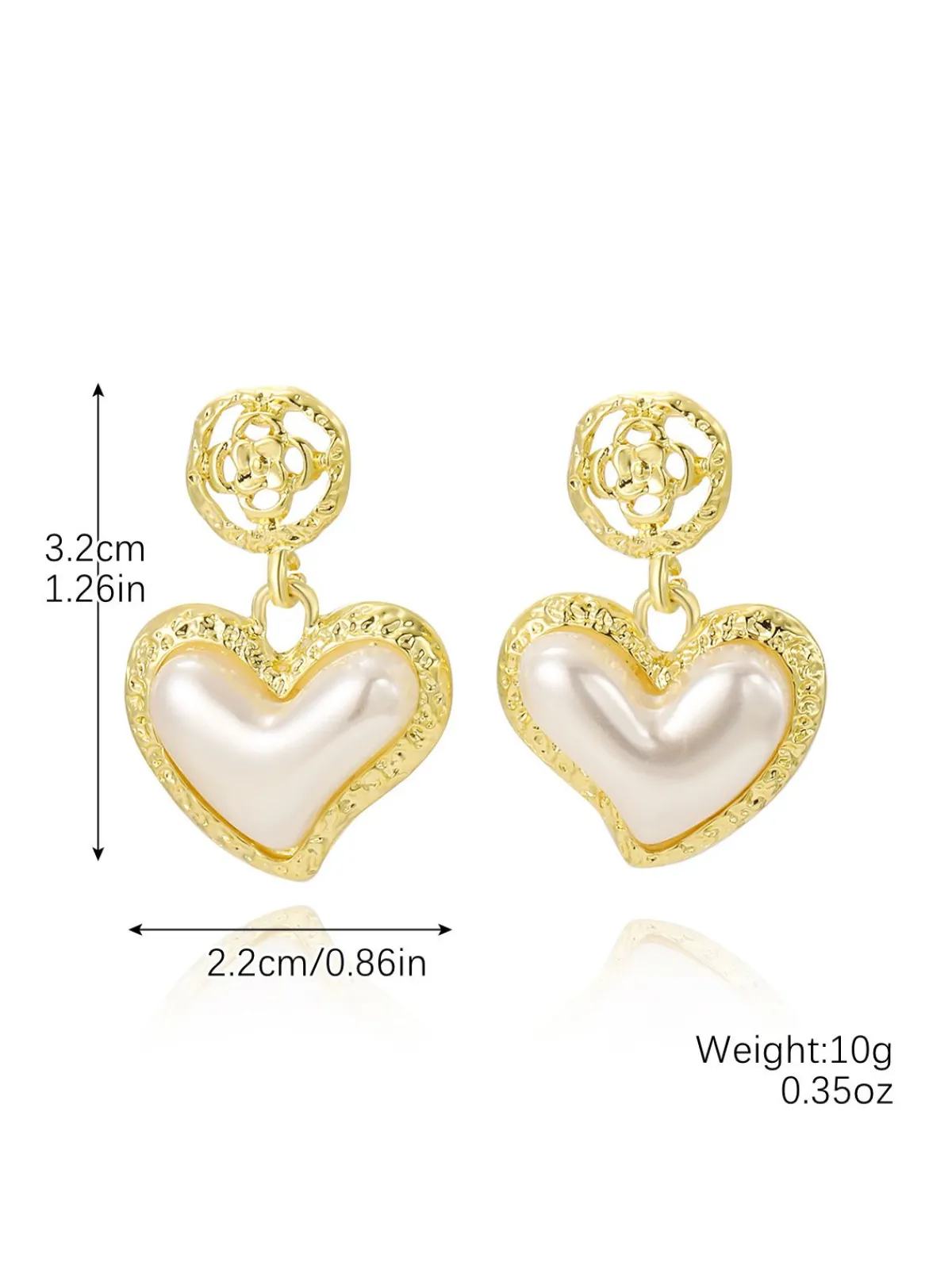 Clearance Retro Stage Gold Heart Pearl Drop Earrings