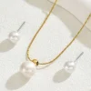 Clearance Retro Stage Gold Pearl Collarbone Necklace & Earrings Set